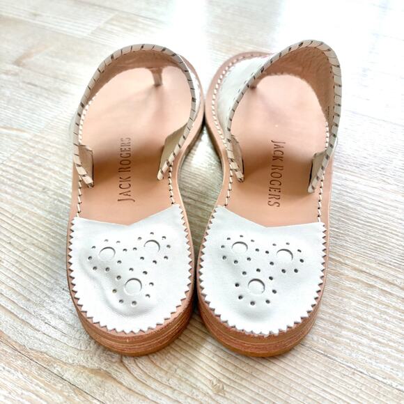 Jack Rogers Embroidered Leather Flamingo Pool‎ Float Sandals | White Size 7.5 - Picture 3 of 6